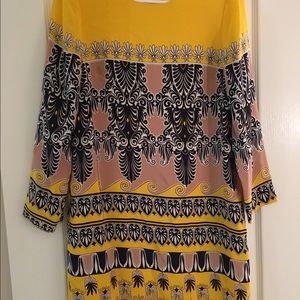 j crew yellow print sheath dress.