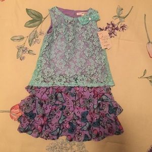 Lace tank with matching butterfly skort
