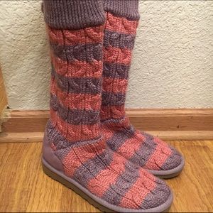 UGG Purple & Pink Knit Boots - Size 7