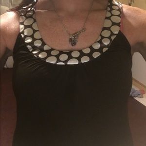 Sexy silky brown and white polka dot top