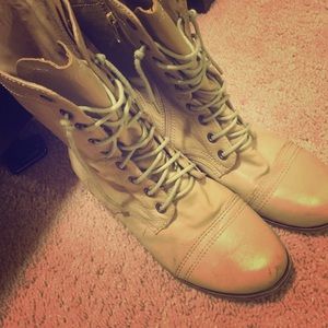 Khaki combat boots