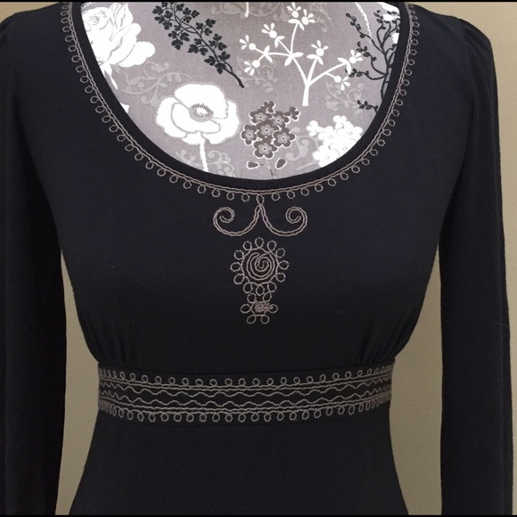 LOFT brand black long dress with  design. - Picture 2 of 4