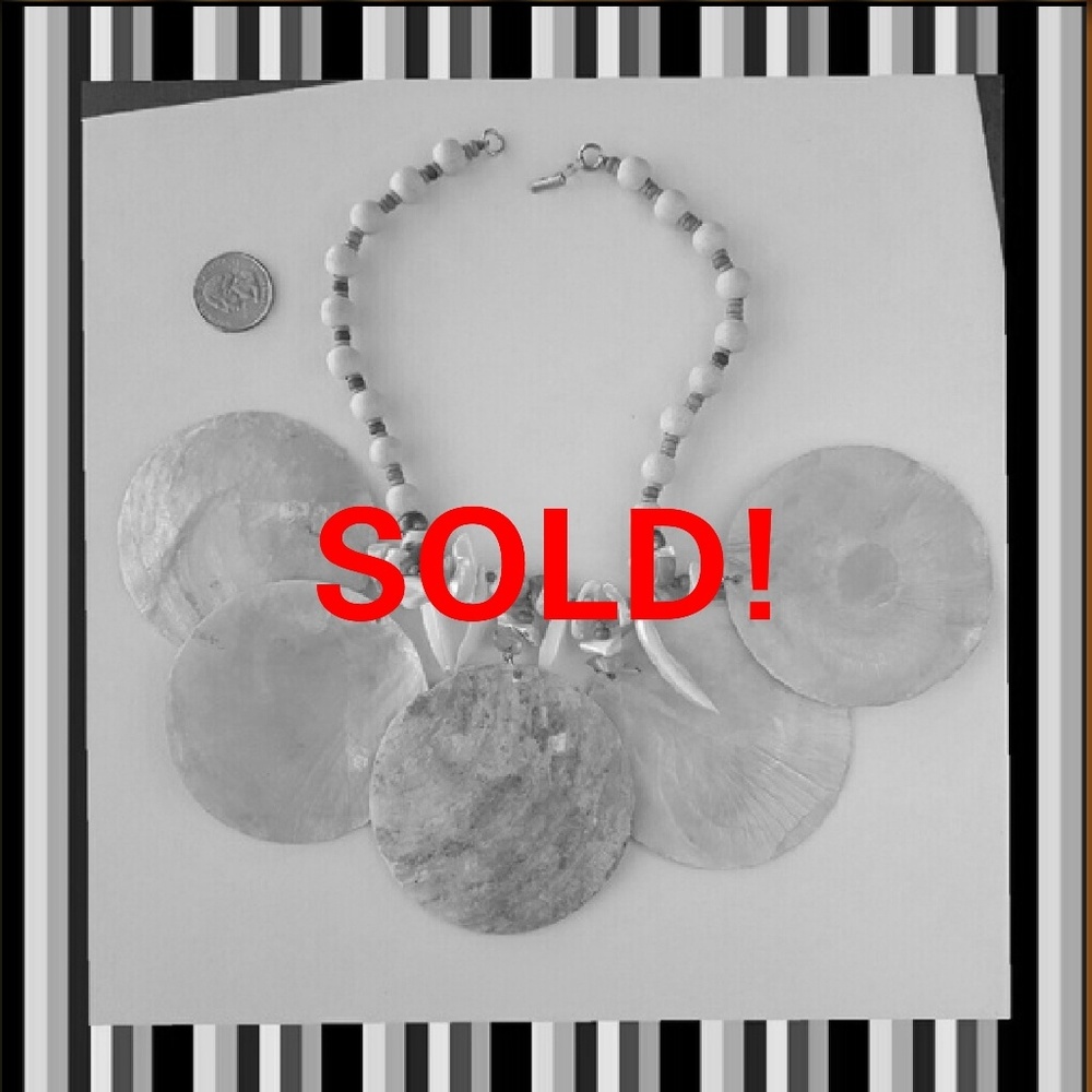 16" Choker Necklace mother of pearl shell seaglass