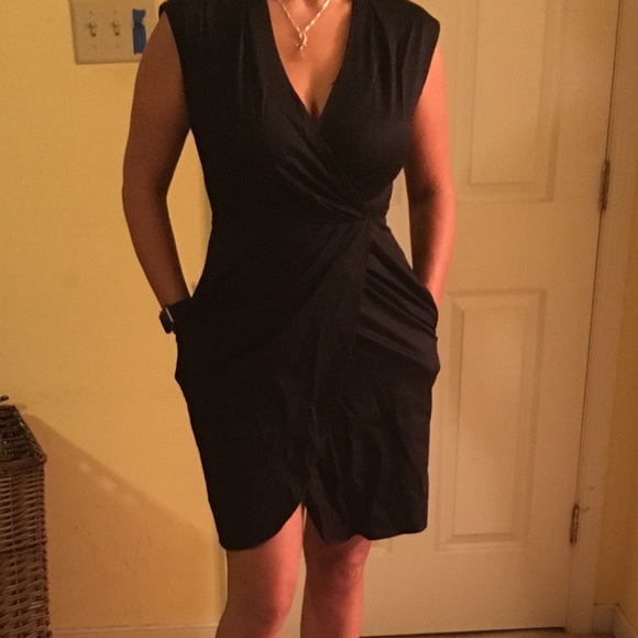 Black Calvin Klein wrap-look dress!