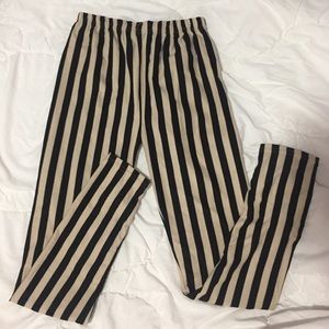 Tan/black pin striped leggings
