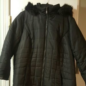 Susan Graver 3/4 length Puffer Coat with Hood