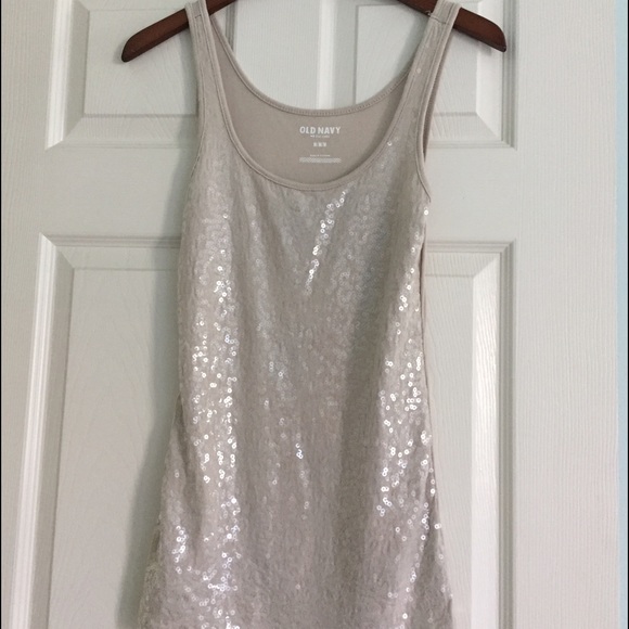 Sequin light tan tank top