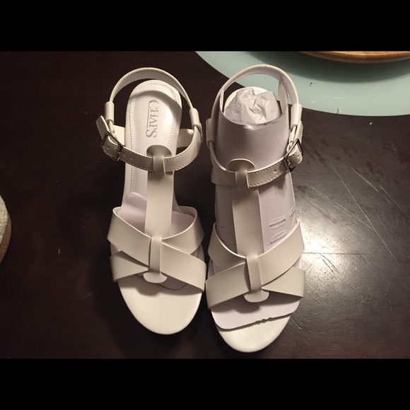 Chaps afton white wedge sandal