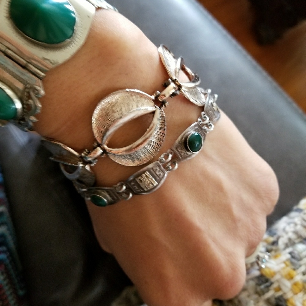 Vintage Silvertone Open Leaf Link Bracelet