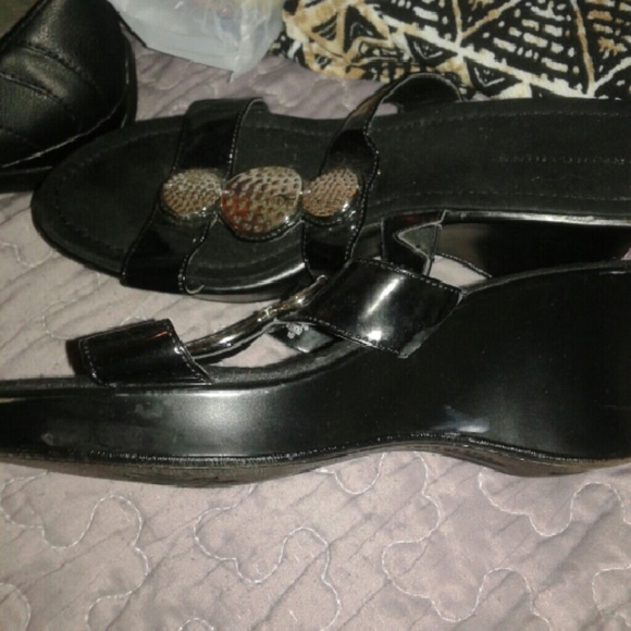 Black wedge sandals