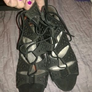 Lace up ankle sandals heels