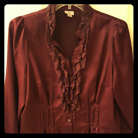 Wine colored Ruffled Blouse