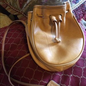 Vintage Coach Drawstring Crossbody Tan Leather Bag