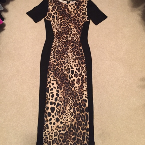 Warehouse animal print fitted dress