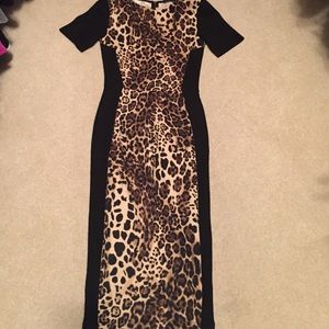 Warehouse animal print fitted dress