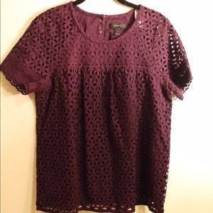 J Crew Lace Top, Purple, size 4