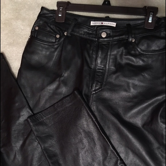 Black leather jeans