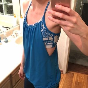 Lululemon No Limits Tank Blue Floral Size 6