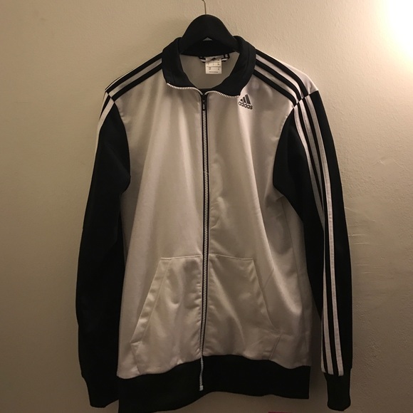 Adidas white zip-up jacket. Men's sizing. Unisex