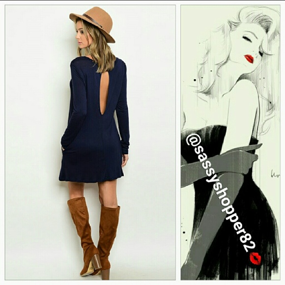 ๐ดLAST 1๐ด 'TAYLOR' NAVY BLUE SHIFT DRESS - Picture 2 of 3