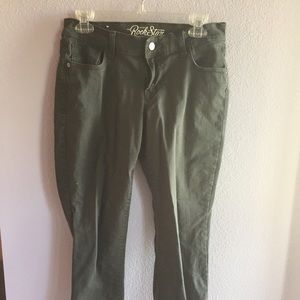 Olive green denim jeans