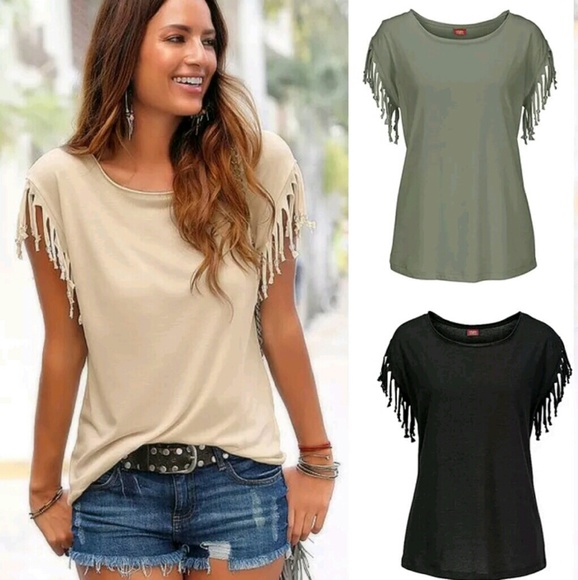 Black Fringe Top. - Picture 2 of 2