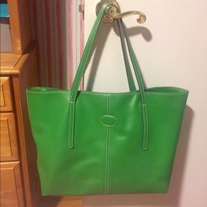 TOD'S Large Leather Handbag Green