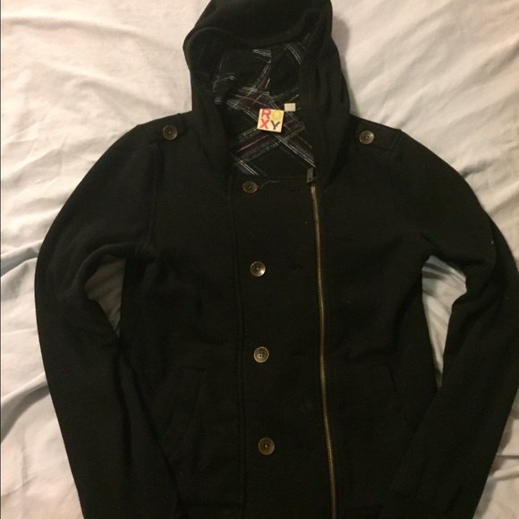 Roxy reversible button front zip hood