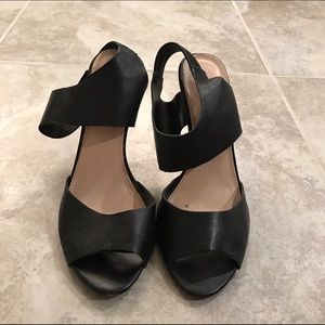 Mossimo black faux leather thick strap heels sz 8