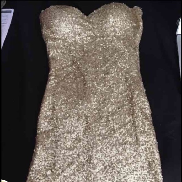 Golden Sparkly Cocktail Dress! Above knee