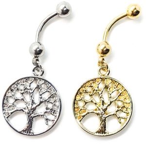 Tree of life naval ring belly button ring 316L