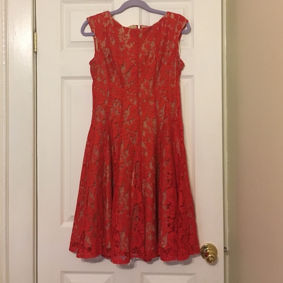 Red Lace Overlay Dress