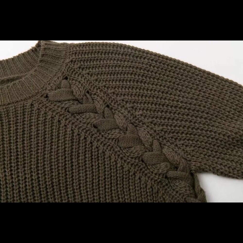 NEWSexy lace up style sweater tunic dress - Picture 4 of 7