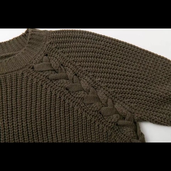 NEWSexy lace up style sweater tunic dress - Picture 4 of 7