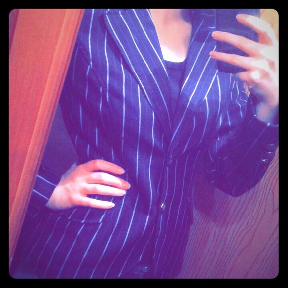 Navy blue pinstripe blazer