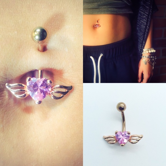 Angel Wing Naval Ring Belly Button Ring - Picture 1 of 4