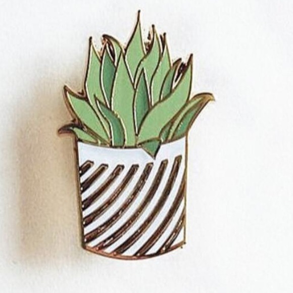 🌵Enamel Succulent Cactus in Striped Pot Pin🌵
