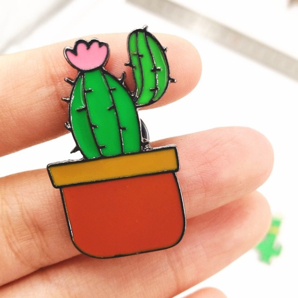 🌵LAST ONE 🌵Enamel Cactus Clay Pot Pink Flower🌵