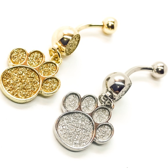 Paw naval ring belly button ring silver color