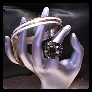 3pc Jewelry Bundle Cocktail Ring Sz 5 Bracelets