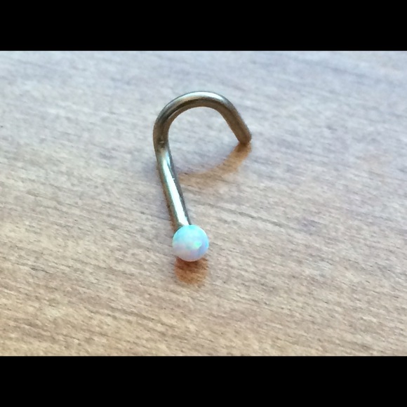 18g White Opal Nose Ring Screw
