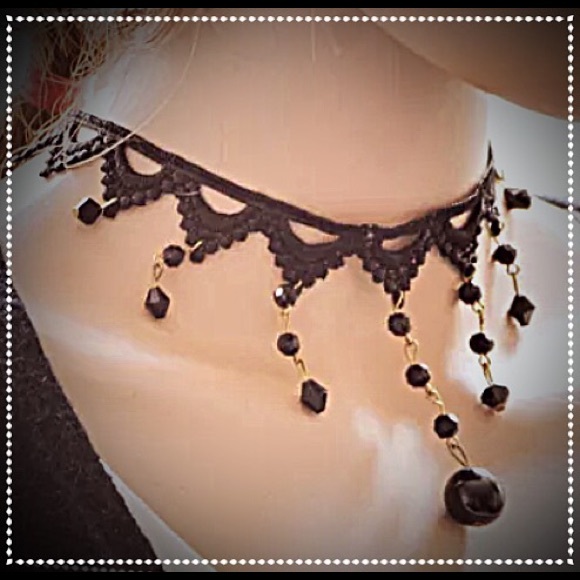 Black Choker with Beads