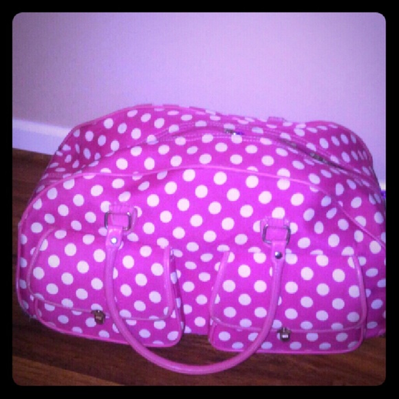 Pink polka dot luggage