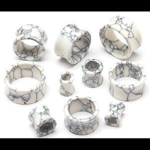 SALE! Organic White Howlite Tunnel Gauges