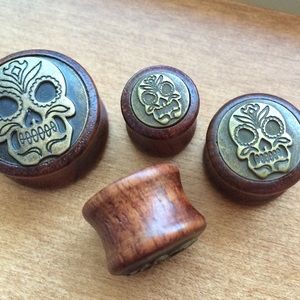 SALE! Organic Wood Sugar Skull Plugs Gauges