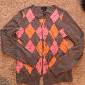 Pink orange and gray argyle Cardigan