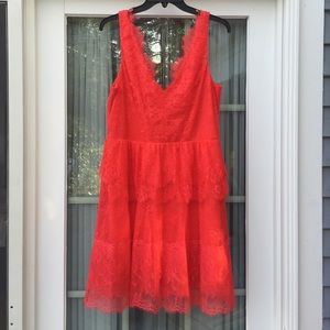 Gorgeous and delicate bright coral lace dress