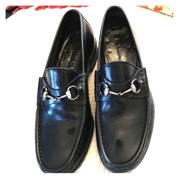 Men's Gucci Loafers Black Leather Size 10