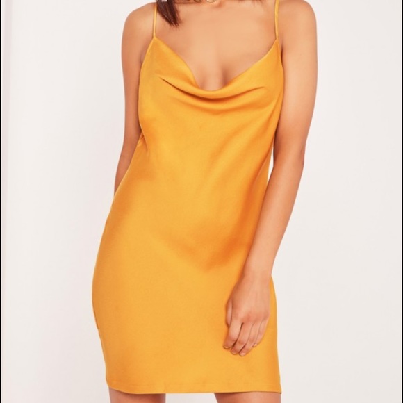 Missguided silk mustard dress