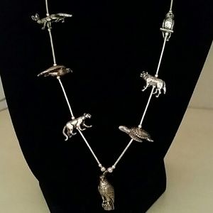 Necklace wild animals, pewter, 22"